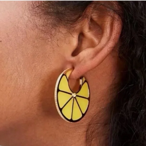 Kate Spade Tutti  Fruity  lemon slice hoop earrings - Picture 2 of 4